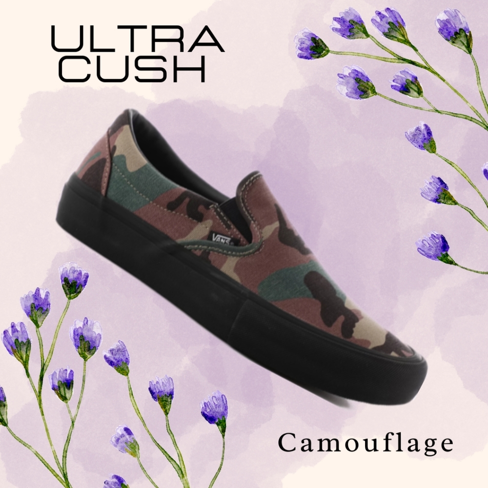 Vans Slip-on Pro Camo Washed Canvas Black UltraCush Men's 7.5